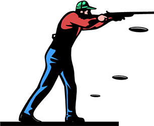 ClipArt of a man shooting clay pigeons